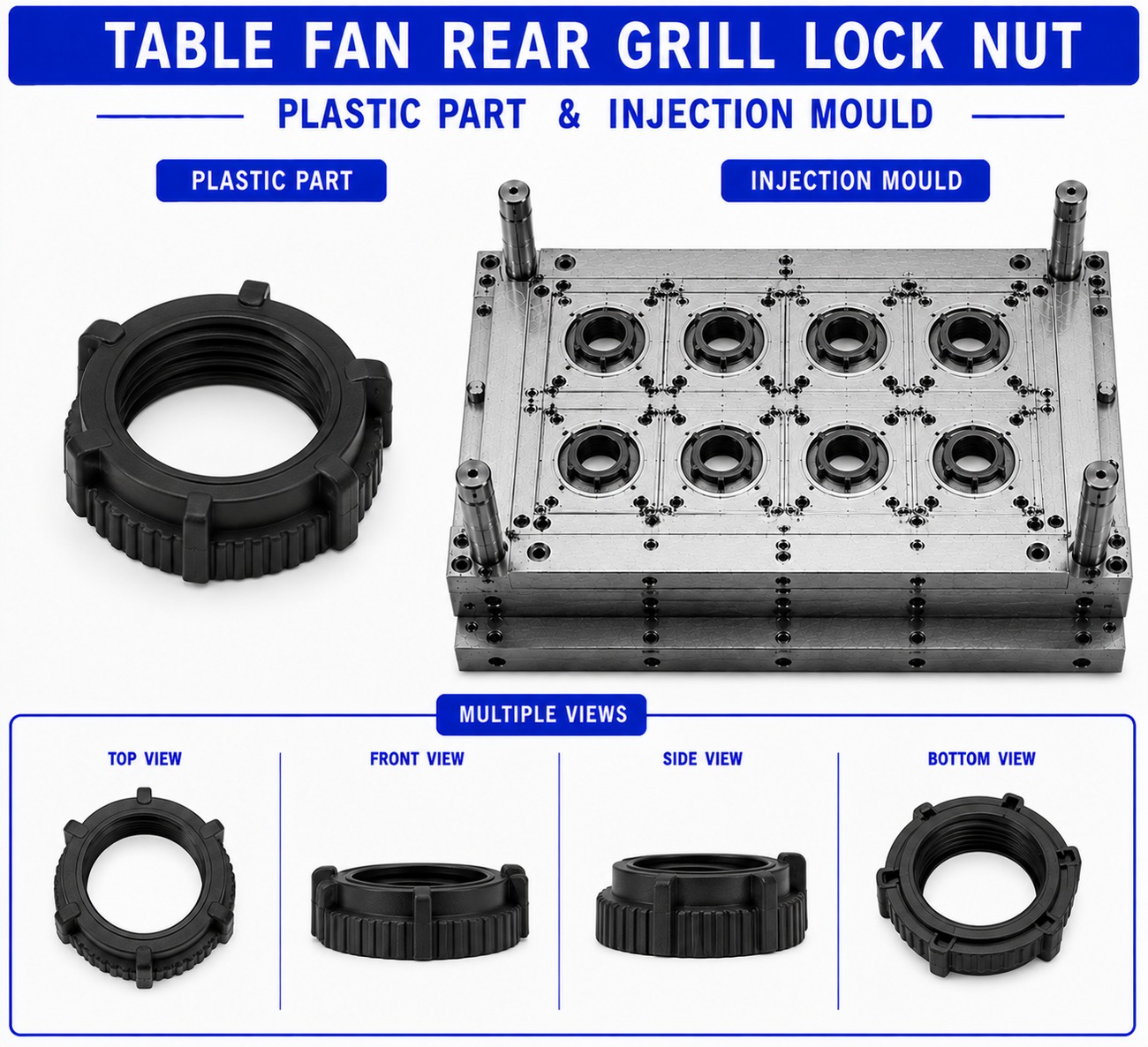 Table Fan Plastic Rear Grill Lock Nut Mould and Moulding Service